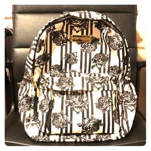 Betsey Johnson black and white rose backpack